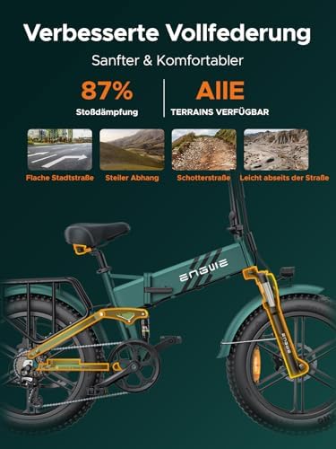 Engwe Pro 2.0 750W 20" Fat Bike 768Wh Foldable E-Mountain Bike with Torque Sensor 48V 16Ah Battery
